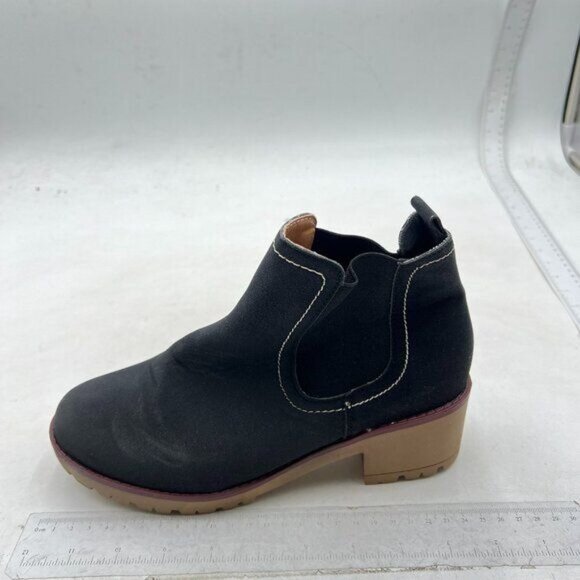 Women's Low Heel Ankle Boots Fashion Slip On Elastic Fall Booties Shoes Black - Picture 2 of 7